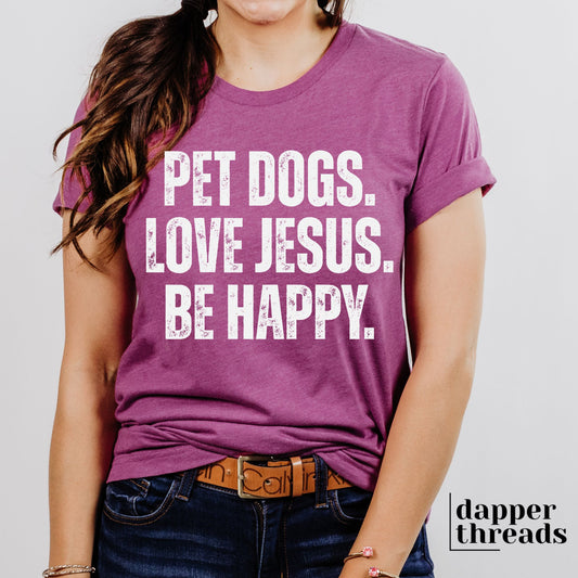 Pet Dogs Love Jesus Distressed Tee