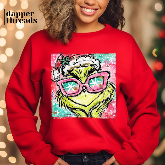 Pink Painted Grnch Sweatshirt