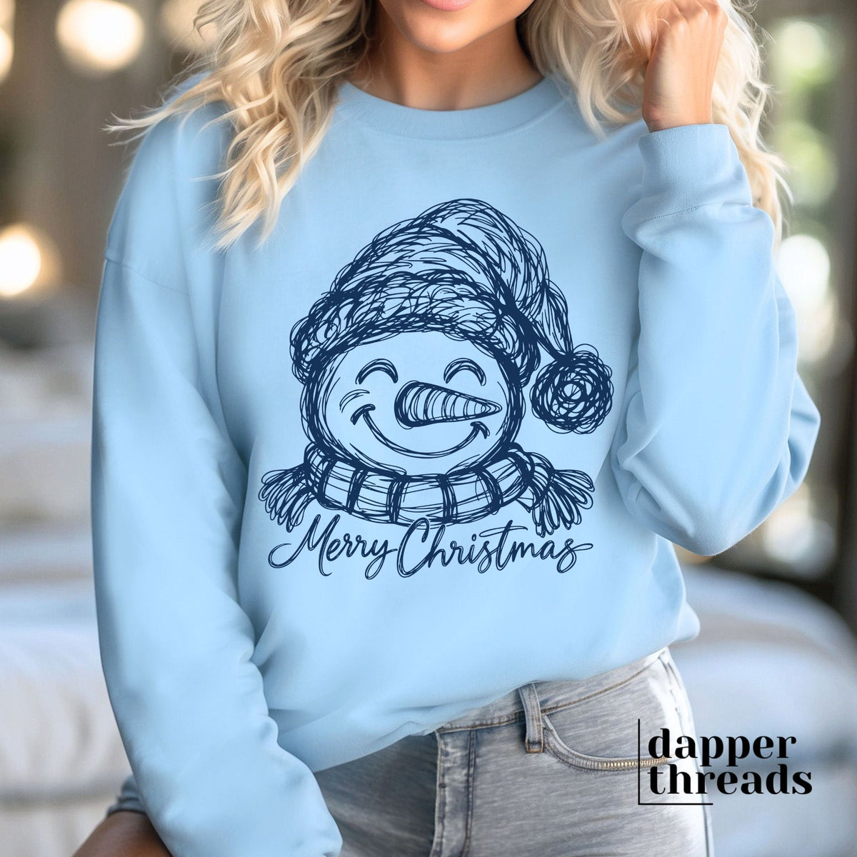 Snowman Merry Christmas Sketch Sweatshirt