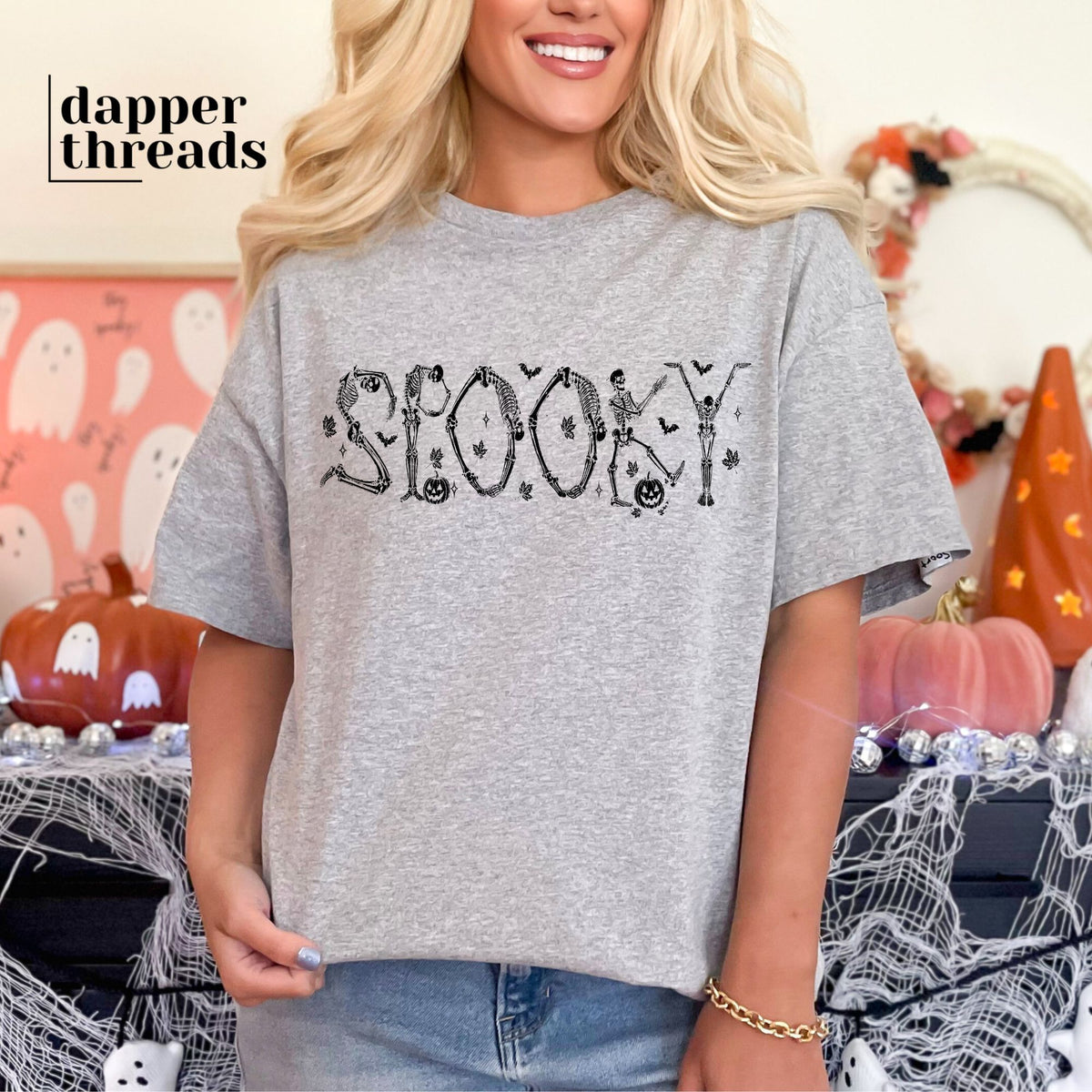 Spooky Skeleton Letters Tee