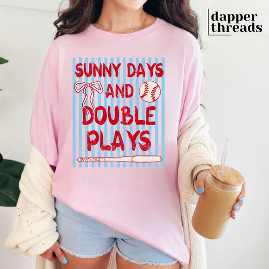 Sunny Days And Double Plays Stripes Tee