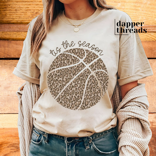 Tis The Season Leopard Print Basketball Tee
