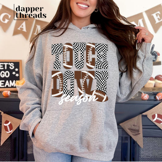 Touchdown Season Checkered Football Hoodie