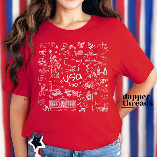 USA 250 Doodles Tee