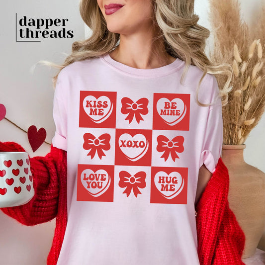 Valentine's Day Checkered Candy Hearts Tee