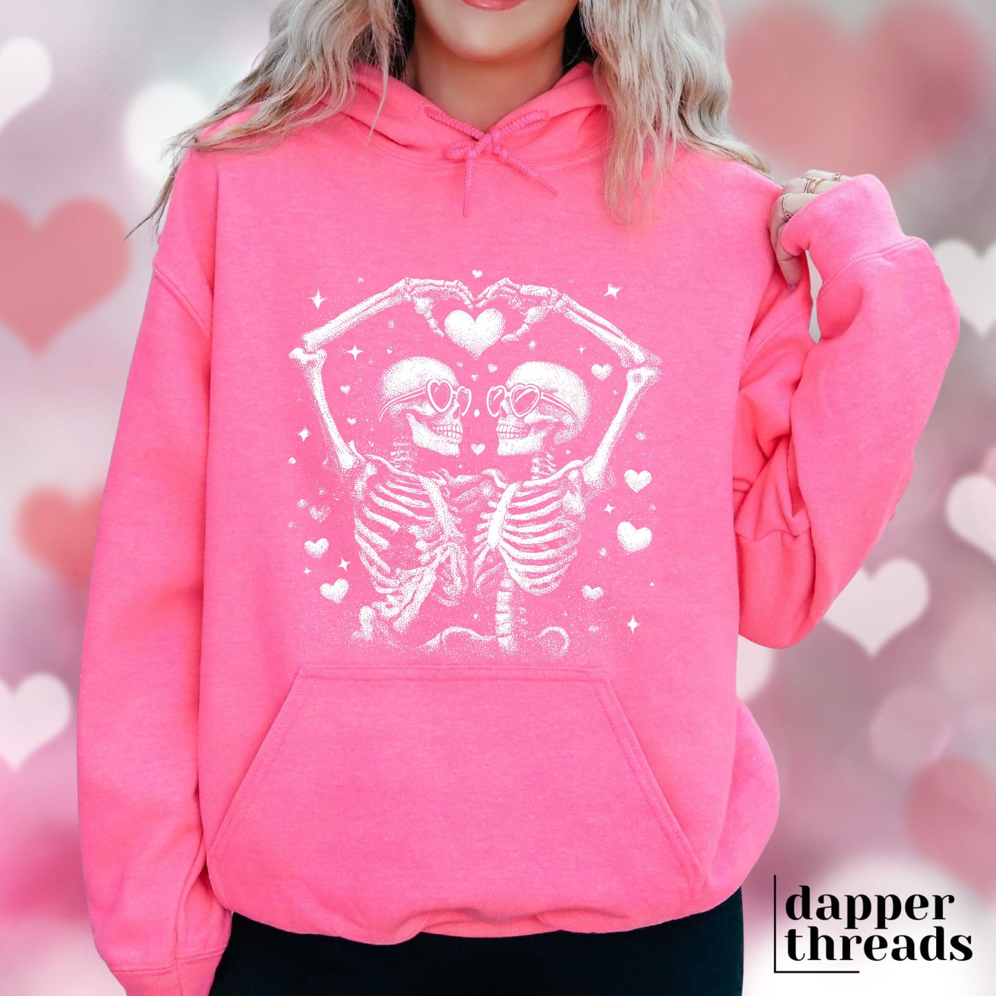 Valentine's Hand Heart Skeletons Hoodie