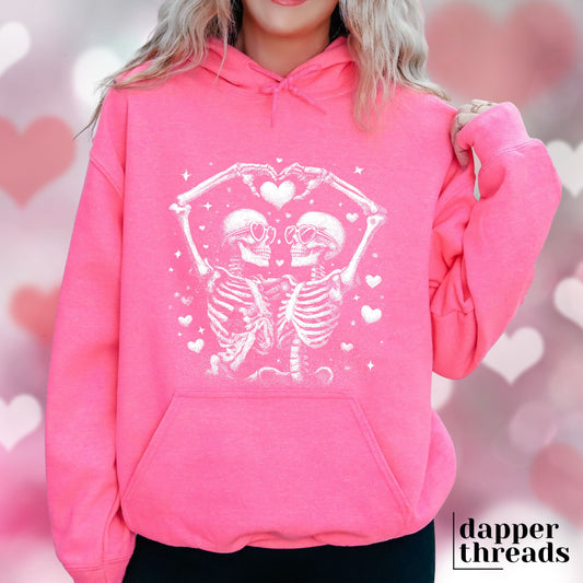 Valentine's Hand Heart Skeletons Hoodie