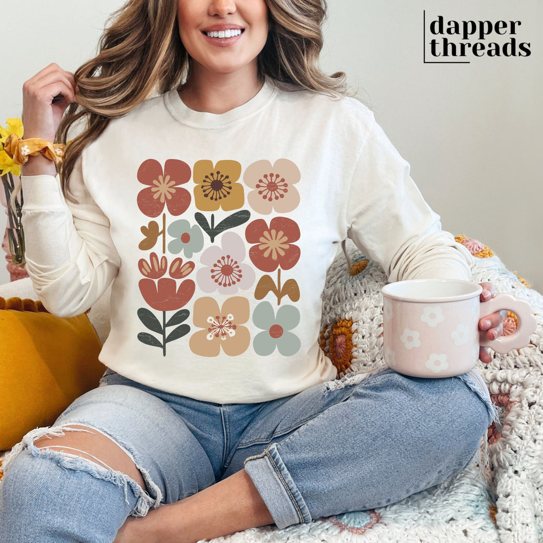 Vintage Boho Wildflowers Long-Sleeve Tee