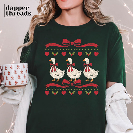 Vintage Christmas Geese Tee