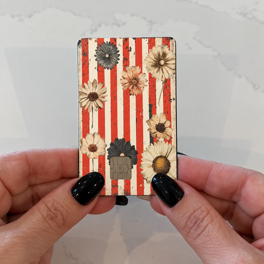 Retro Pop Flower Stipes Credit Card Skin