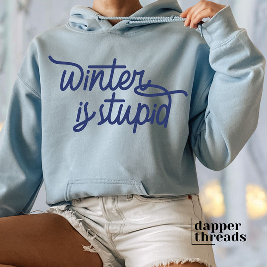 Winter Is Stupid Script Hoodie
