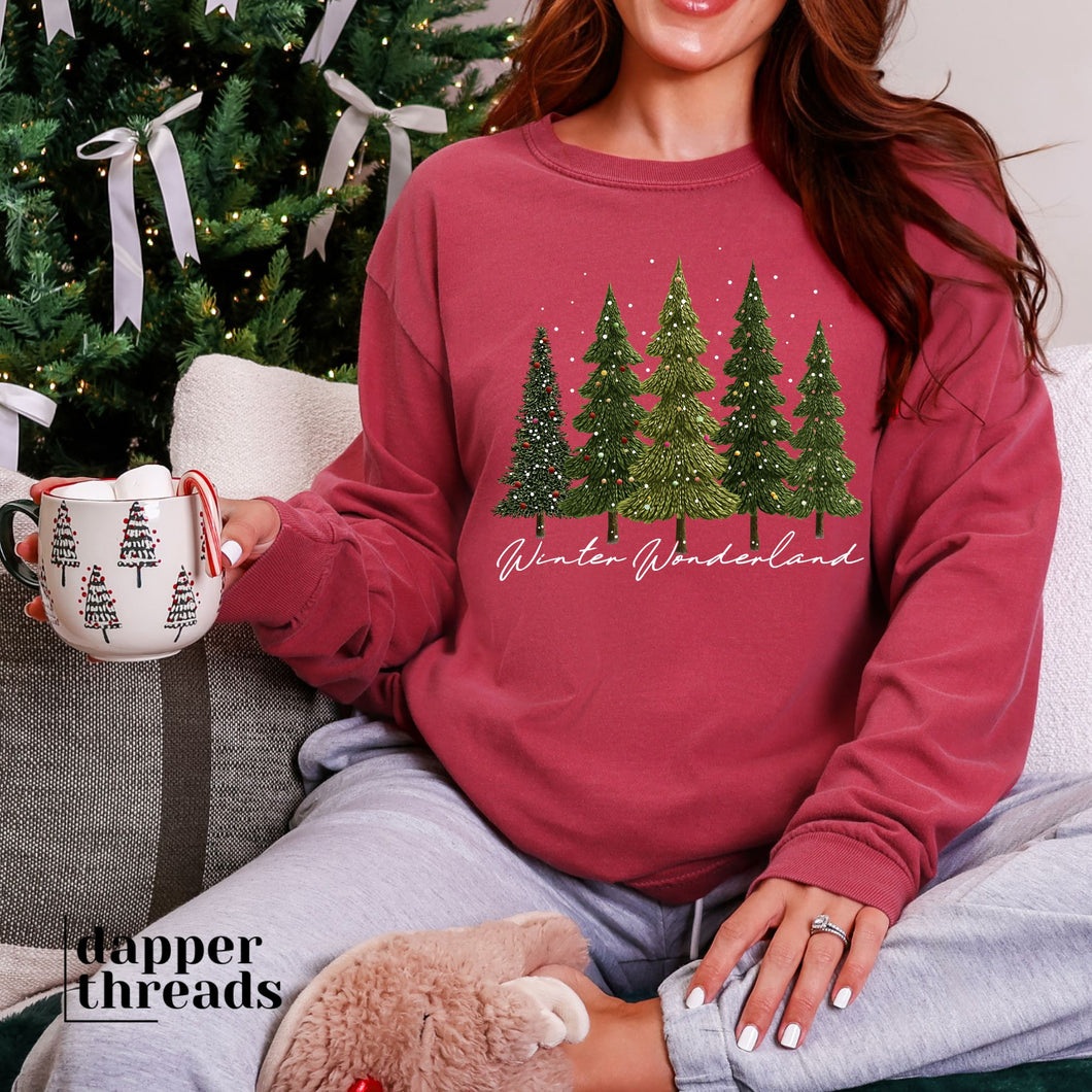 Winter Wonderland Christmas Trees Long-Sleeve Tee